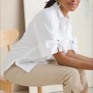 Chico's Cream No-Iron Chic Stretch Blouse